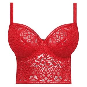 New FREYA Soiree Longline Lace Underwire Bra 30G Rouge Red Bralette